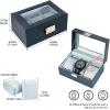 ProCase Watch Box, 3 Slot Mens Watch Case, Watch Storage Holder Organizer, Watch Display Case with Glass Lid, Anniversary Birthday Valentine Gifts for Men Women -3 Slot, Black(CrocCobaltBlue)