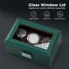 ProCase Watch Box, 3 Slot Mens Watch Case, Watch Storage Holder Organizer, Watch Display Case with Glass Lid, Anniversary Birthday Valentine Gifts for Men Women -3 Slot, Black(MidnightGreen)