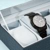 ProCase Watch Box, 3 Slot Mens Watch Case, Watch Storage Holder Organizer, Watch Display Case with Glass Lid, Anniversary Birthday Valentine Gifts for Men Women -3 Slot, Black(CrocCobaltBlue)