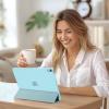 ProCase for iPad Air 13 Inch Case M4/M3/M2(2026/2025/2024), Slim Smart Cover iPad 13 Air M4 M3 M2 Case with Translucent Hard Shell Back, Supports Touch ID, Auto Wake/Sleep -Black(Aqua)