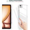 ProCase for iPad Air 13 Inch Case M4/M3/M2(2026/2025/2024) with Pencil Holder, Hybrid Smart Cover iPad 13 Air M4 M3 M2 Case with Clear Transparent Back, Supports Touch ID, Auto Wake/Sleep -Navy(Starlight)