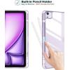 ProCase for iPad Air 13 Inch Case M4/M3/M2(2026/2025/2024) with Pencil Holder, Hybrid Smart Cover iPad 13 Air M4 M3 M2 Case with Clear Transparent Back, Supports Touch ID, Auto Wake/Sleep -Navy(Purple)