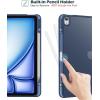 ProCase for iPad Air 13 Inch Case M4/M3/M2(2026/2025/2024) with Pencil Holder, Hybrid Smart Cover iPad 13 Air M4 M3 M2 Case with Clear Transparent Back, Supports Touch ID, Auto Wake/Sleep -Navy(Allnavy)