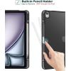 ProCase for iPad Air 13 Inch Case M4/M3/M2(2026/2025/2024) with Pencil Holder, Hybrid Smart Cover iPad 13 Air M4 M3 M2 Case with Clear Transparent Back, Supports Touch ID, Auto Wake/Sleep -Navy(Allblack)