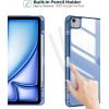 ProCase for iPad Air 13 Inch Case M4/M3/M2(2026/2025/2024) with Pencil Holder, Hybrid Smart Cover iPad 13 Air M4 M3 M2 Case with Clear Transparent Back, Supports Touch ID, Auto Wake/Sleep -Navy(Navy)