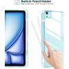ProCase for iPad Air 13 Inch Case M4/M3/M2(2026/2025/2024) with Pencil Holder, Hybrid Smart Cover iPad 13 Air M4 M3 M2 Case with Clear Transparent Back, Supports Touch ID, Auto Wake/Sleep -Navy(SkyBlue)