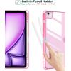 ProCase for iPad Air 13 Inch Case M4/M3/M2(2026/2025/2024) with Pencil Holder, Hybrid Smart Cover iPad 13 Air M4 M3 M2 Case with Clear Transparent Back, Supports Touch ID, Auto Wake/Sleep -Navy(Melonpink)