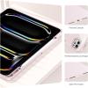ProCase for iPad Pro 13 Inch 2025(M5) / 2024(M4) Case with Pencil Holder, Clear Back Tri-Angle Folio Stand Hard Shell Book Cover for iPad Pro 13” -Black(Pink)