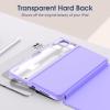 ProCase for iPad Pro 13 Inch 2025(M5) / 2024(M4) Case with Pencil Holder, Clear Back Tri-Angle Folio Stand Hard Shell Book Cover for iPad Pro 13” -Black(Purple)