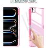 ProCase for iPad Pro 13 Inch Case M5 2025/ M4 2024 with Pencil Holder, Slim Stand Clear Shell Back, Shockproof Cover iPad Pro M5 M4 Case 13 Inch, Supports Touch ID, Auto Wake/Sleep -Black(MelonPink)