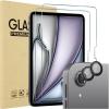 ProCase 2 Pack Screen Protector for iPad Air 13 Inch M4 2026 /M2 2024 + 2 Pack Camera Lens Protector Matching Tablet Colors, HD Tempered Glass Film Guard Saver for iPad Air 13″ -Blue(Gray)