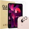ProCase 2 Pack Screen Protector for iPad Air 5th /4th Generation 10.9″+ 2 Pack Camera Lens Protector, 9H Hardness HD Clear Tempered Glass for iPad Air Gen 4/5 -Blue(Pink)