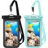 ProCase 2 Pack Waterproof Phone Pouch Case, 7″ Universal Underwater Cellphone Dry Bag for iPhone 17 Air 16 15 14 13 Pro Plus Max 12 11, Galaxy S24 S23 S22 Ultra Pixel -Black(Black/Green)