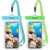 ProCase 2 Pack Waterproof Phone Pouch Case, 7″ Universal Underwater Cellphone Dry Bag for iPhone 17 Air 16 15 14 13 Pro Plus Max 12 11, Galaxy S24 S23 S22 Ultra Pixel -Black(Blue/Green)