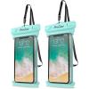 ProCase 2 Pack Waterproof Phone Pouch, Underwater Phone Case Up to 7″, Dry Bag for iPhone 17 Air 16 15 14 13 Pro Plus Max, Galaxy S24 S23 S22 Ultra Pixel, Beach Essentials -Clear(Green)