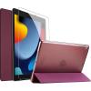ProCase Smart Case for iPad 10.2 Case 2021 9th Gen/ 2020 8th Gen/ 2019 7th Gen Case with Tempered Glass Screen Protector, Slim Stand Hard Shell Protective Smart Cover for 10.2” iPad 9/8/7 -Grey(Wine)