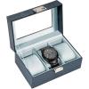 ProCase Watch Box, 3 Slot Mens Watch Case, Watch Storage Holder Organizer, Watch Display Case with Glass Lid, Anniversary Birthday Valentine Gifts for Men Women -3 Slot, Black(CrocCobaltBlue)