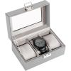 ProCase Watch Box, 3 Slot Mens Watch Case, Watch Storage Holder Organizer, Watch Display Case with Glass Lid, Anniversary Birthday Valentine Gifts for Men Women -3 Slot, Black(Grey)