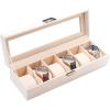 ProCase Watch Box, 3 Slot Mens Watch Case, Watch Storage Holder Organizer, Watch Display Case with Glass Lid, Anniversary Birthday Valentine Gifts for Men Women -3 Slot, Black(White)