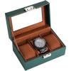 ProCase Watch Box, 3 Slot Mens Watch Case, Watch Storage Holder Organizer, Watch Display Case with Glass Lid, Anniversary Birthday Valentine Gifts for Men Women -3 Slot, Black(MidnightGreen)