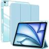 ProCase for iPad Air 13 Inch Case M4/M3/M2(2026/2025/2024) with Pencil Holder, Hybrid Smart Cover iPad 13 Air M4 M3 M2 Case with Clear Transparent Back, Supports Touch ID, Auto Wake/Sleep -Navy(SkyBlue)