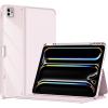 ProCase for iPad Pro 13 Inch 2025(M5) / 2024(M4) Case with Pencil Holder, Clear Back Tri-Angle Folio Stand Hard Shell Book Cover for iPad Pro 13” -Black(Pink)