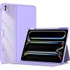 ProCase for iPad Pro 13 Inch 2025(M5) / 2024(M4) Case with Pencil Holder, Clear Back Tri-Angle Folio Stand Hard Shell Book Cover for iPad Pro 13” -Black(Purple)