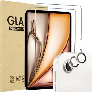 ProCase 2 Pack Screen Protector for iPad Air 13 Inch M4 2026 /M2 2024 + 2 Pack Camera Lens Protector Matching Tablet Colors, HD Tempered Glass Film Guard Saver for iPad Air 13″ -Blue(Starlight)