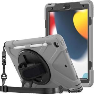 ProCase Rugged Case for iPad 9th/ 8th/ 7th Generation 10.2″ (2021/2020/2019), Heavy Duty Shockproof Protective Cover with Strap for iPad 9/8/7 -Teal(Grey)