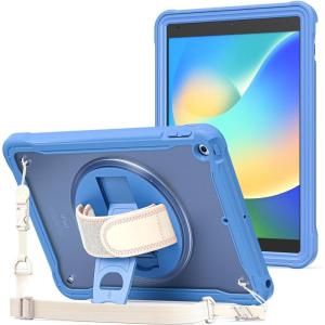 ProCase Rugged Case for iPad 9th/8th/7th Generation 10.2 inch 2021/2020/2019 Case, Heavy Duty Shockproof Rugged Cover with Hand Strap 360 Degree Rotatable Kickstand Protective for iPad 10.2 -Pink(Navy)