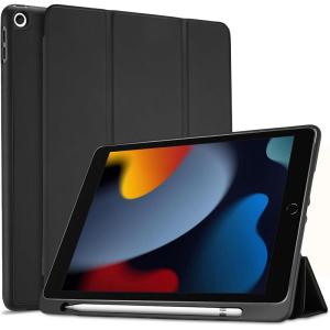 ProCase Smart Case for iPad 10.2 (9th Gen 2021/ 8th Gen 2020 / 7th Gen 2019) with Pencil Holder and Soft TPU Back Cover, Slim Steady Stand Protective Case for 10.2″ iPad -Navy(Black)