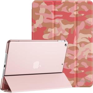 ProCase for iPad 9th/ 8th/ 7th Generation Case 10.2 Inch (2021/2020/2019 Release), 10.2 iPad Case 9th/ 8th/ 7th Gen Cover, Slim Smart Cover with Translucent Hard Shell Back -Black(CamoPink)