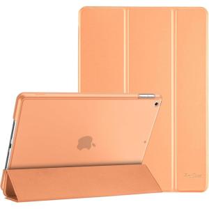 ProCase for iPad 9th/ 8th/ 7th Generation Case 10.2 Inch (2021/2020/2019 Release), 10.2 iPad Case 9th/ 8th/ 7th Gen Cover, Slim Smart Cover with Translucent Hard Shell Back -Black(Orange)