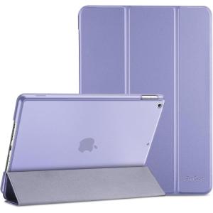 ProCase for iPad 9th/ 8th/ 7th Generation Case 10.2 Inch (2021/2020/2019 Release), 10.2 iPad Case 9th/ 8th/ 7th Gen Cover, Slim Smart Cover with Translucent Hard Shell Back -Black(Lightpurple)