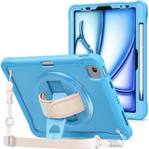 ProCase for iPad Air 11-inch M4 2026/ M3 2025/ M2 2024/ Air 5th / 4th Gen 10.9″/ iPad Pro 11″ 4th/3rd/2nd/1st Gen, Heavy Duty Shockproof Cover with Hand Strap 360 Degree Rotatable Kickstand -Blue(Blue)