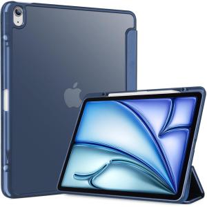 ProCase for iPad Air 13 Inch Case M4/M3/M2(2026/2025/2024) with Pencil Holder, Hybrid Smart Cover iPad 13 Air M4 M3 M2 Case with Clear Transparent Back, Supports Touch ID, Auto Wake/Sleep -Navy(Allnavy)