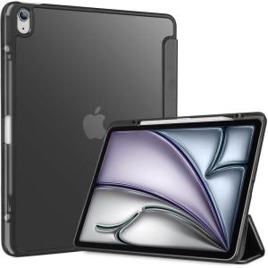 ProCase for iPad Air 13 Inch Case M4/M3/M2(2026/2025/2024) with Pencil Holder, Hybrid Smart Cover iPad 13 Air M4 M3 M2 Case with Clear Transparent Back, Supports Touch ID, Auto Wake/Sleep -Navy(Allblack)