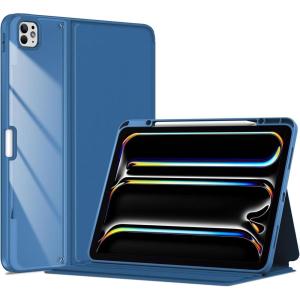 ProCase for iPad Pro 13 Inch 2025(M5) / 2024(M4) Case with Pencil Holder, Clear Back Tri-Angle Folio Stand Hard Shell Book Cover for iPad Pro 13” -Black(Teal)