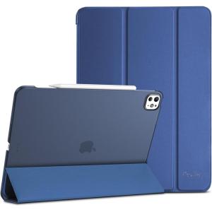 ProCase for iPad Pro 13 Inch Case M5 2025/ M4 2024, Smart Cover iPad Pro M5 M4 Case 13 Inch, Slim Stand Translucent Hard Shell Back, Supports Touch ID, Auto Wake/Sleep -Navy(Darkblue)