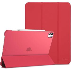 ProCase for iPad Pro 13 Inch Case M5 2025/ M4 2024, Smart Cover iPad Pro M5 M4 Case 13 Inch, Slim Stand Translucent Hard Shell Back, Supports Touch ID, Auto Wake/Sleep -Navy(Red)