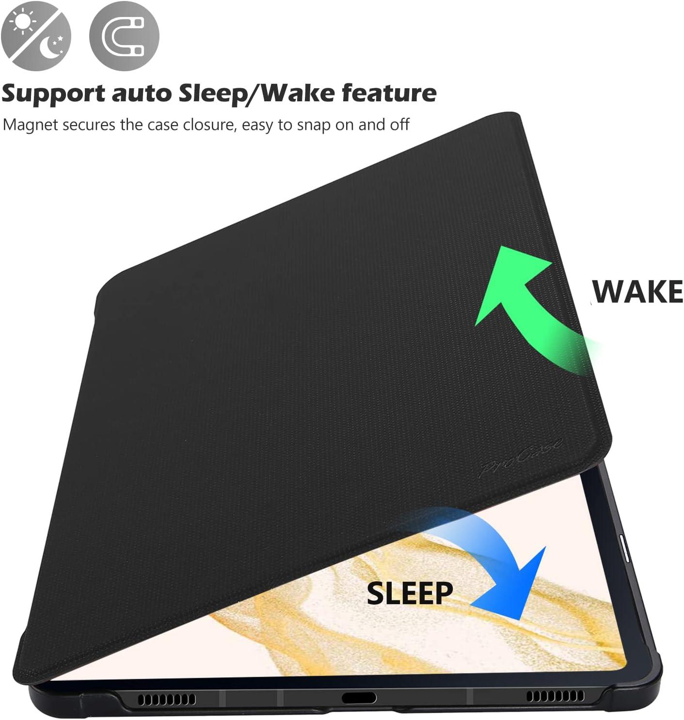 image:imageProCase Case for Galaxy Tab S7 FE 5G 2021S8 Plus 2022S7 Plus 2020 124 inch with S Pen Holder Smart Cover for 124 Samsung Galaxy Tablet SMX800 X806 T730 T736 T970 T975 T976 T978 BlackBlack