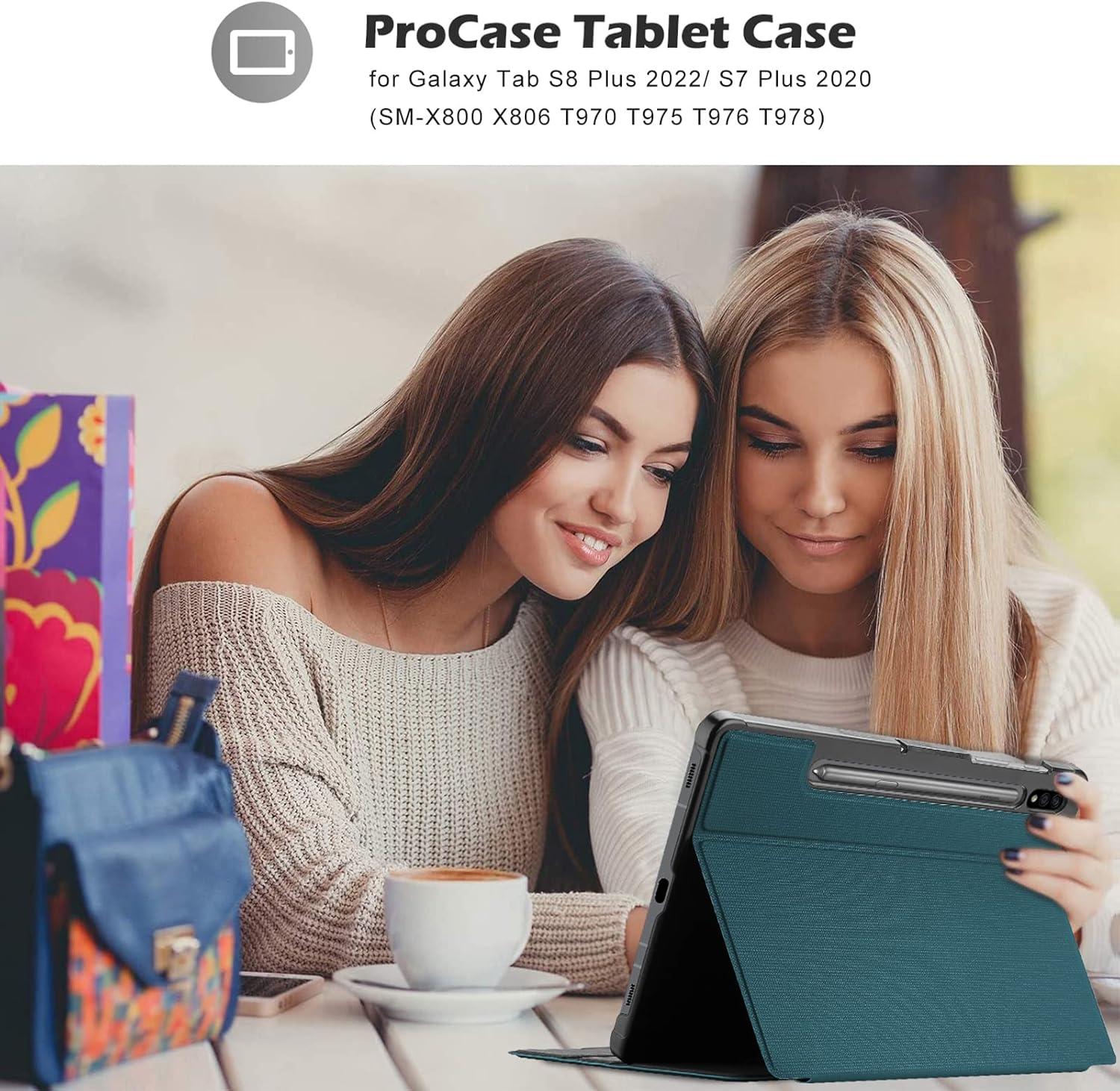 image:imageProCase Case for Galaxy Tab S7 FE 5G 2021S8 Plus 2022S7 Plus 2020 124 inch with S Pen Holder Smart Cover for 124 Samsung Galaxy Tablet SMX800 X806 T730 T736 T970 T975 T976 T978 BlackTeal