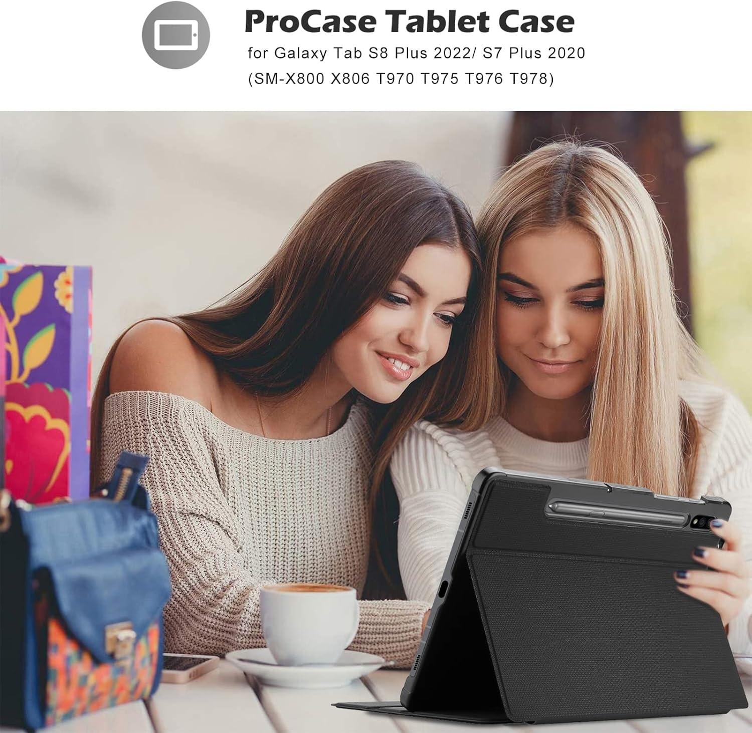 image:imageProCase Case for Galaxy Tab S7 FE 5G 2021S8 Plus 2022S7 Plus 2020 124 inch with S Pen Holder Smart Cover for 124 Samsung Galaxy Tablet SMX800 X806 T730 T736 T970 T975 T976 T978 BlackBlack