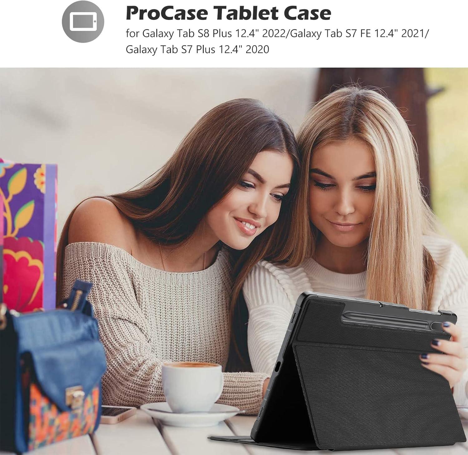 image:imageProCase Case for Galaxy Tab S8 PlusS7 FE 2021S7 Plus 2020 124 Inch with S Pen Holder Slim Stand Folio Smart Cover for 124 Tablet SMX800 X806 T730 T736 T970 T975 T976 T978 Black