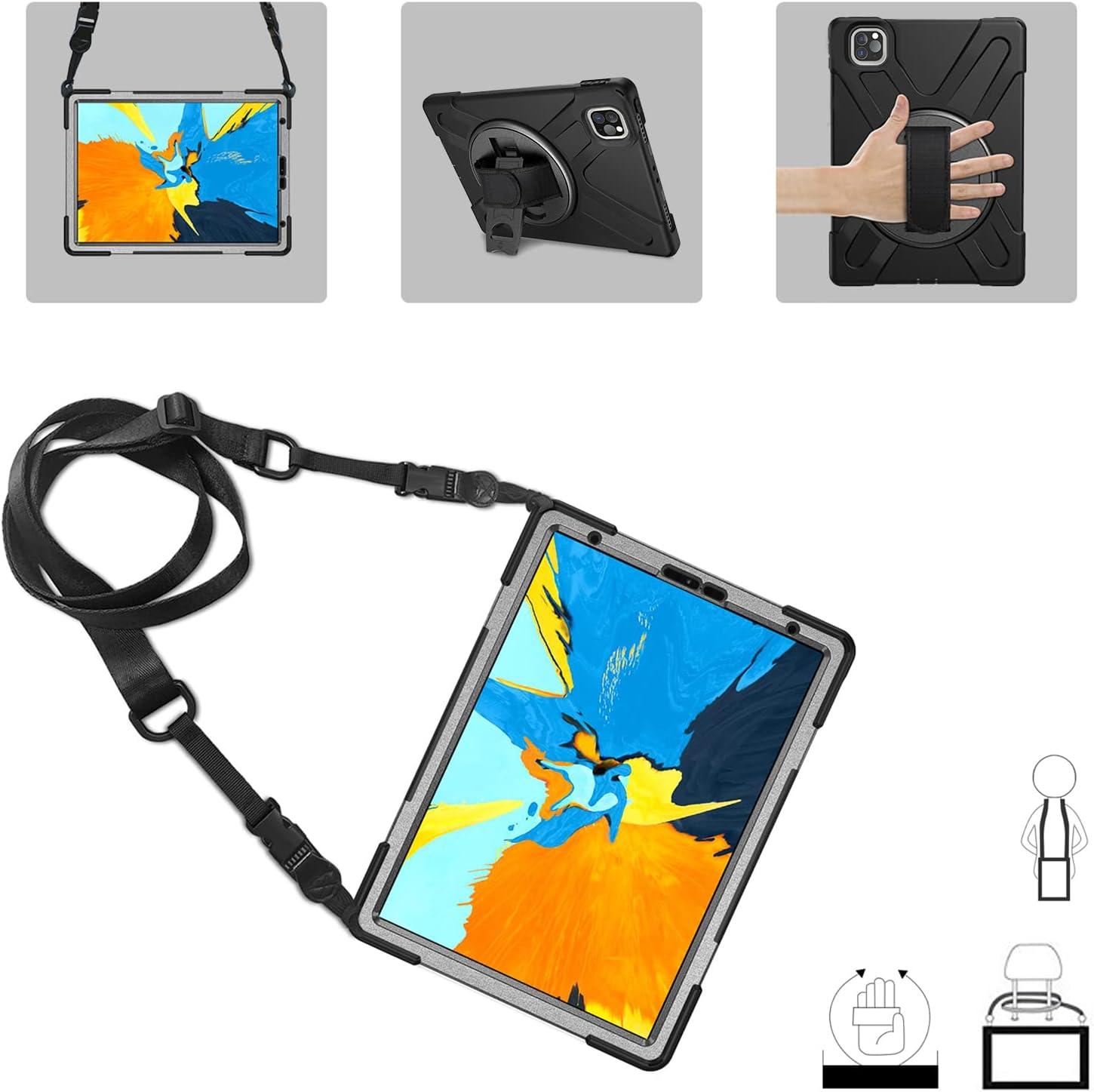 image:imageProCase Case with Handle for iPad Pro 11 360 Degree Rotatable Kickstand Cover with Adjustable Hand Shoulder Strap Heavy Duty Shockproof Rugged Case for iPad Pro 11 Inch 2019 Black