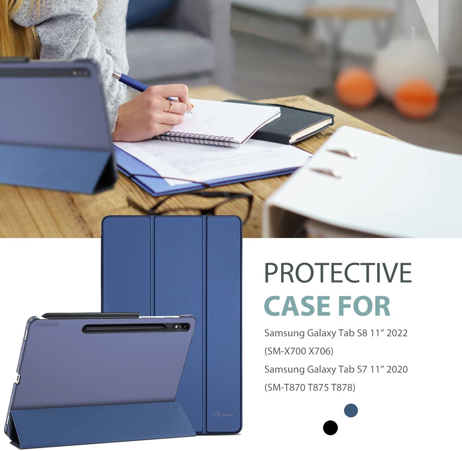 image:imageProCase Cover for Galaxy Tab S8 Tab S7 11 inch Case Protective Slim Case Folio Hard Back Stand Smart Cover for 11 Galaxy Tab S8 2022 Galaxy Tab S7 2020 SMX700 X706 T870 T875 T878 NavyNavy