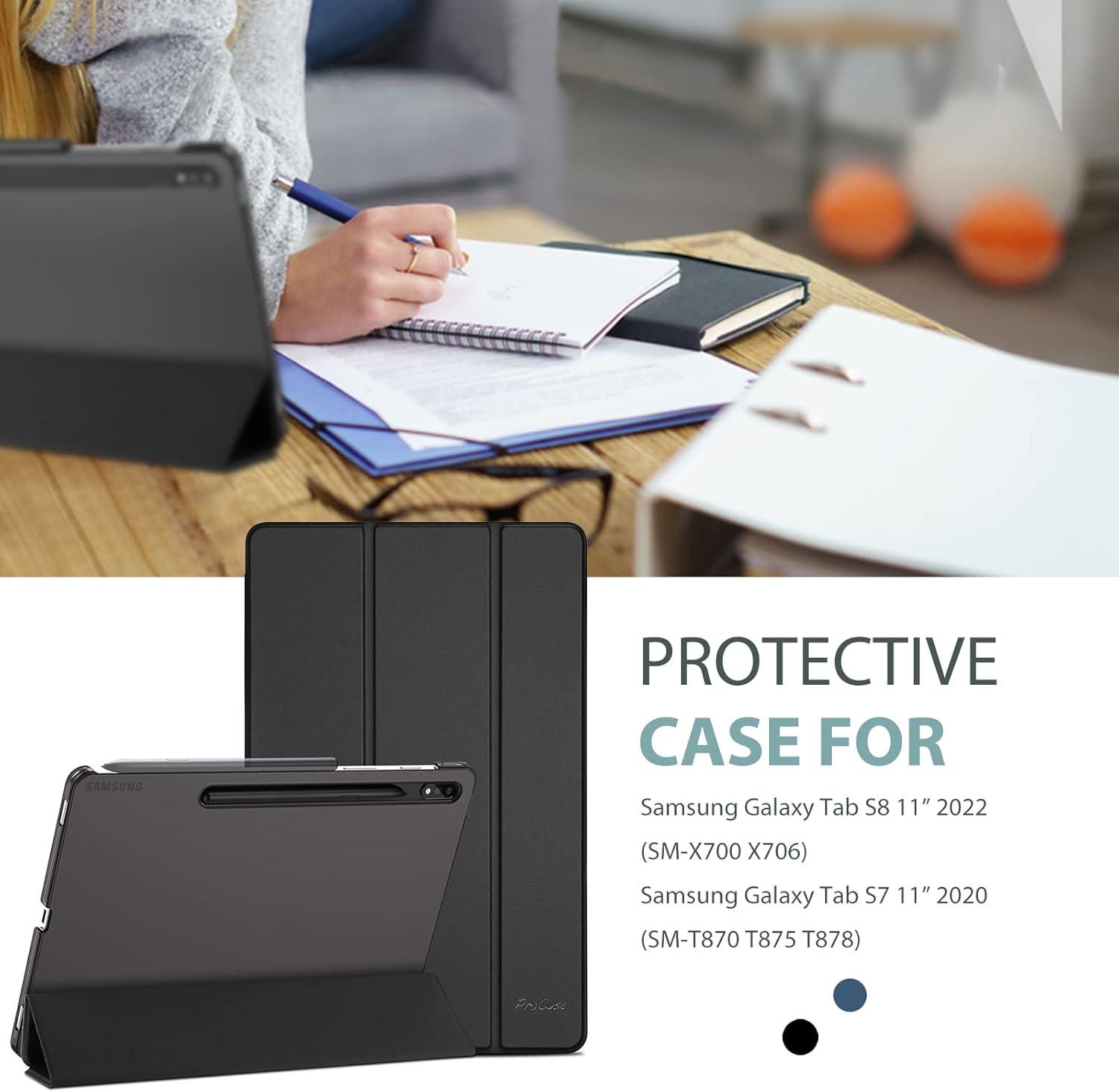image:imageProCase Cover for Galaxy Tab S8 Tab S7 11 inch Case Protective Slim Case Folio Hard Back Stand Smart Cover for 11 Galaxy Tab S8 2022 Galaxy Tab S7 2020 SMX700 X706 T870 T875 T878 NavyBlack