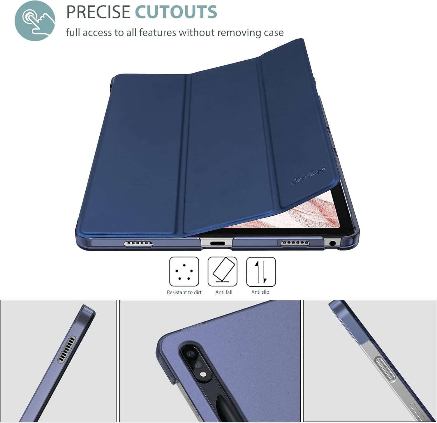 image:imageProCase Cover for Galaxy Tab S8 Tab S7 11 inch Case Protective Slim Case Folio Hard Back Stand Smart Cover for 11 Galaxy Tab S8 2022 Galaxy Tab S7 2020 SMX700 X706 T870 T875 T878 NavyNavy