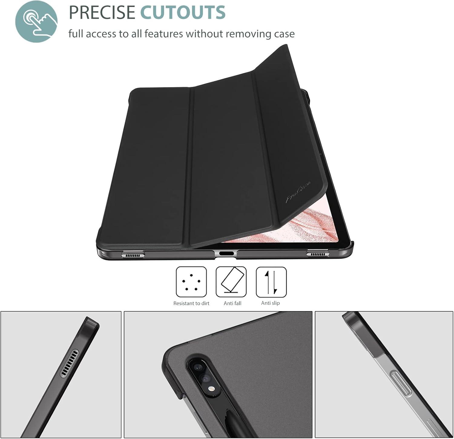 image:imageProCase Cover for Galaxy Tab S8 Tab S7 11 inch Case Protective Slim Case Folio Hard Back Stand Smart Cover for 11 Galaxy Tab S8 2022 Galaxy Tab S7 2020 SMX700 X706 T870 T875 T878 NavyBlack