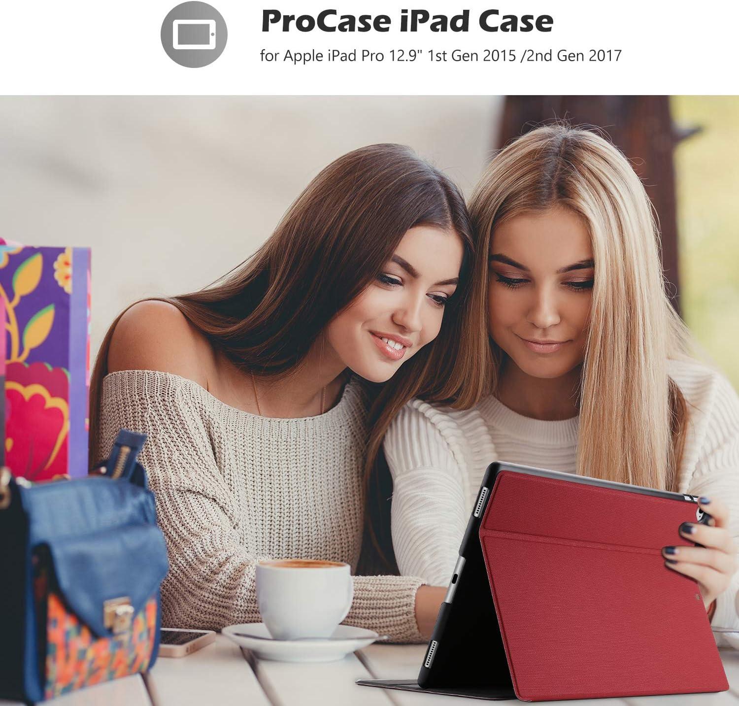 image:imageProCase Cover for iPad Pro 129 20172015 Old Model 2nd amp 1st Gen Slim Stand Protective Folio Case Smart Cover for iPad Pro 129 Inch 2nd Gen 2017 iPad Pro 129 Inch 1st Gen 2015 RedRed